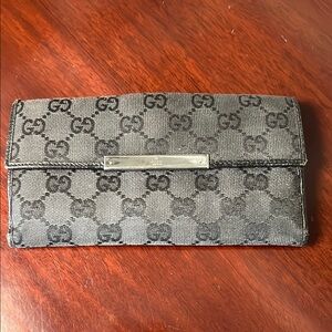 Gucci Black Monogram Long Wallet